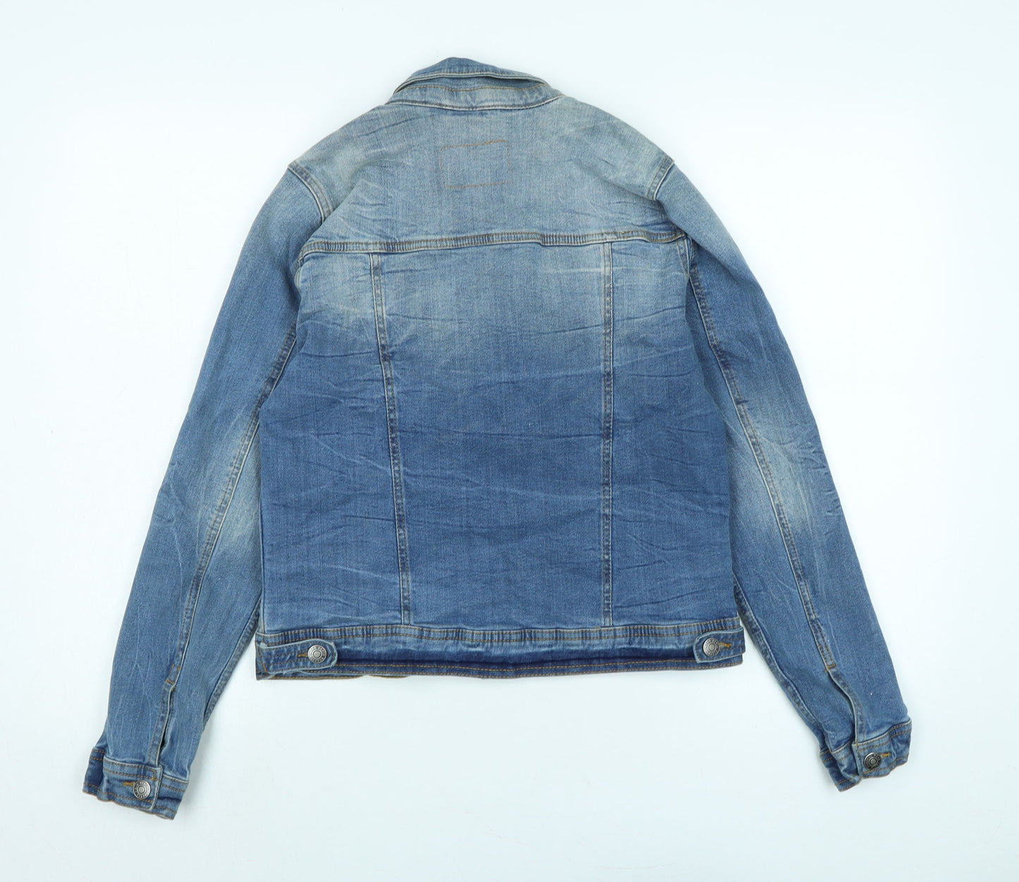 b.young Womens Blue Biker Jacket Size 12 Button