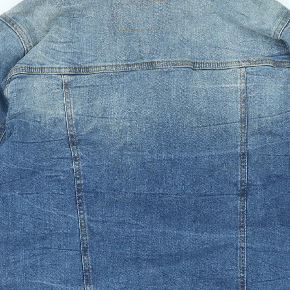 b.young Womens Blue Biker Jacket Size 12 Button