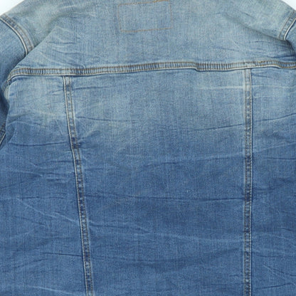 b.young Womens Blue Biker Jacket Size 12 Button