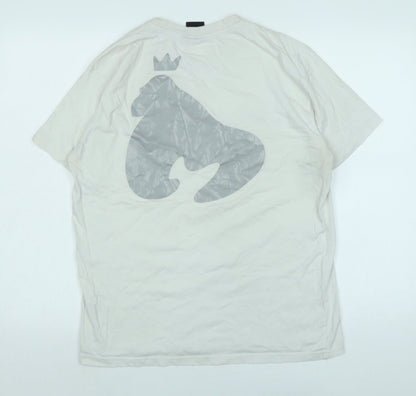 Money Mens White Cotton T-Shirt Size M Crew Neck