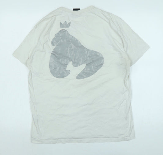 Money Mens White Cotton T-Shirt Size M Crew Neck
