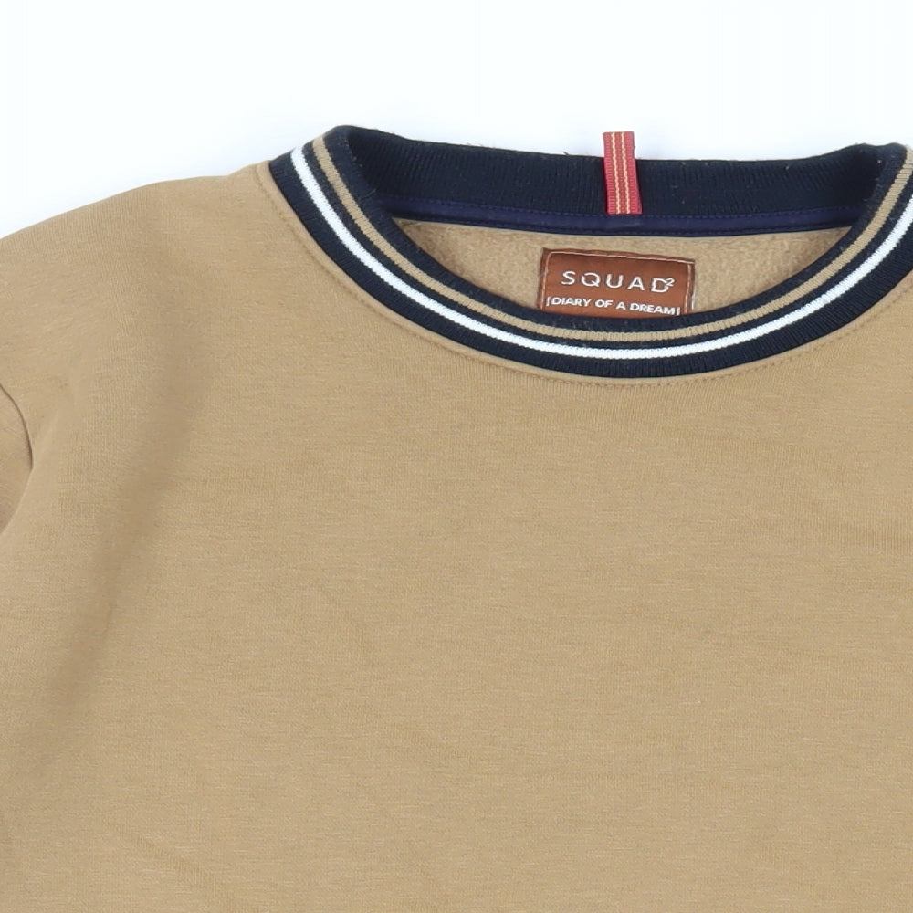 Squad Mens Beige Polyester Pullover Sweatshirt Size M