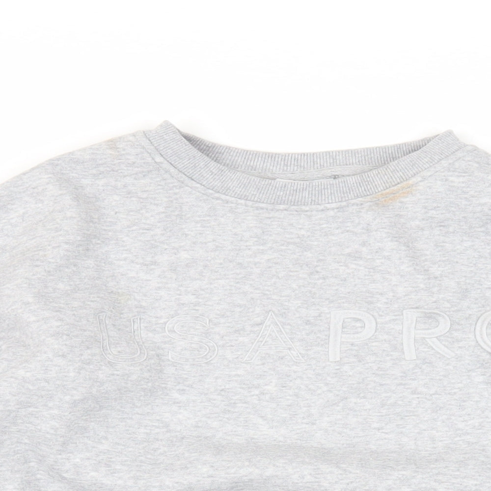USA Pro Womens Grey Cotton Pullover Sweatshirt Size 8 Pullover - Logo