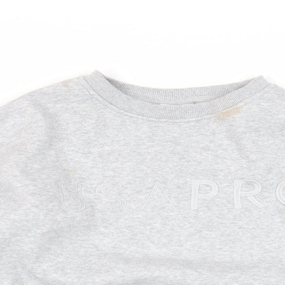 USA Pro Womens Grey Cotton Pullover Sweatshirt Size 8 Pullover - Logo