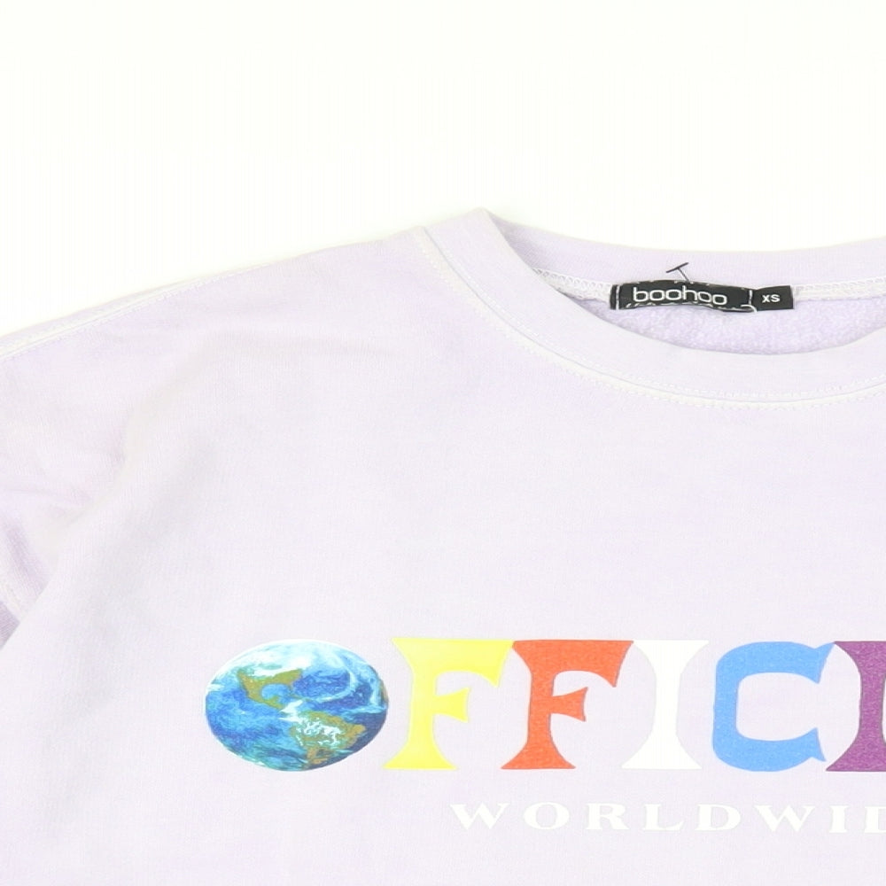 Boohoo Womens Purple Cotton Pullover Sweatshirt Size XS Pullover - Official