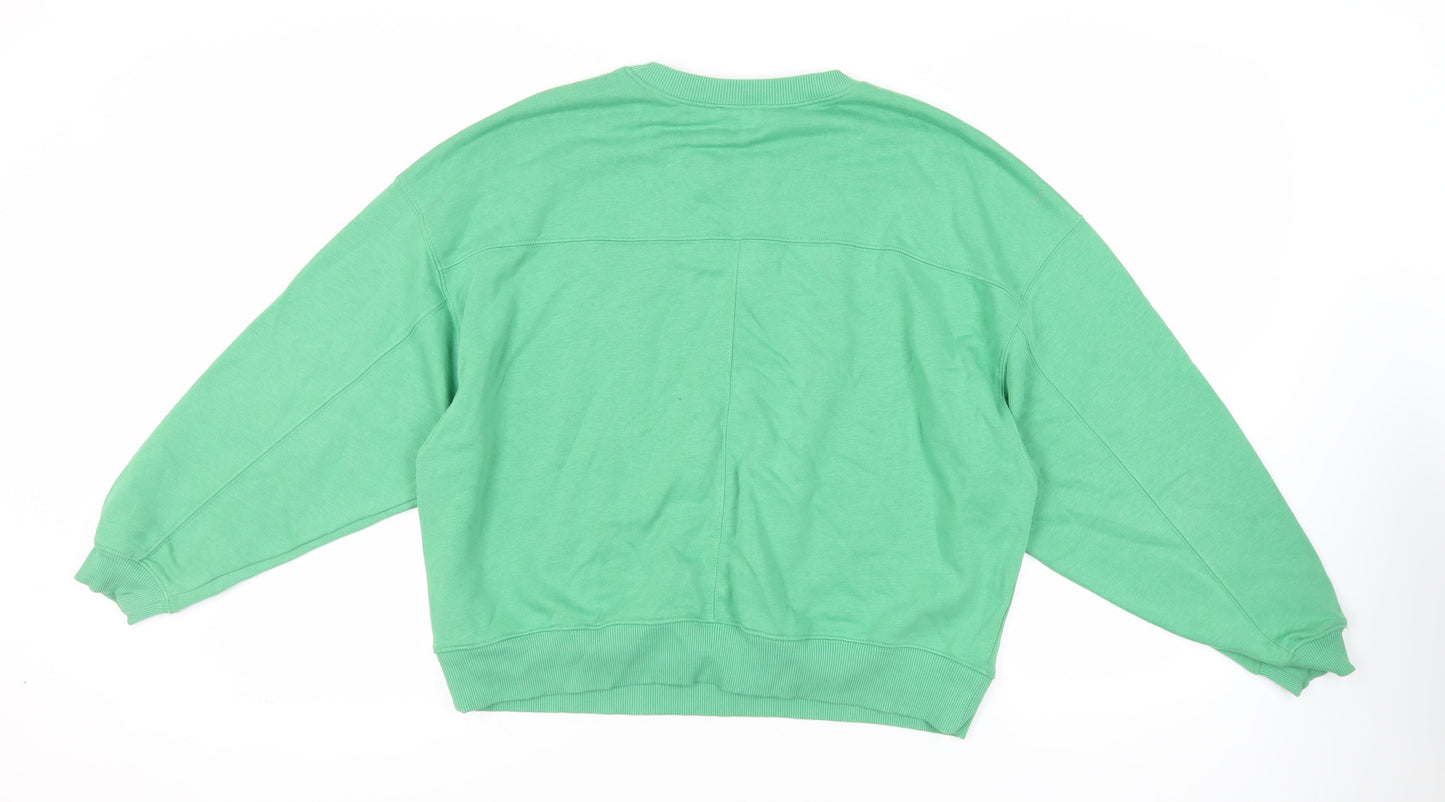 Topshop Womens Green Cotton Pullover Sweatshirt Size S Pullover