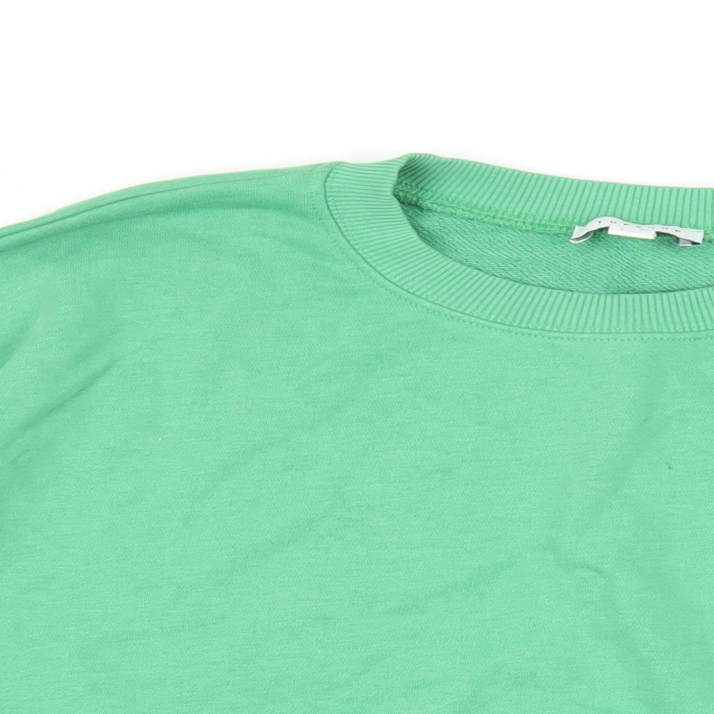 Topshop Womens Green Cotton Pullover Sweatshirt Size S Pullover