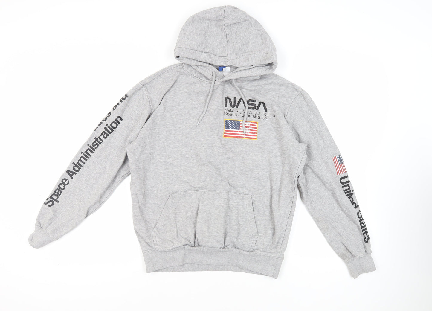 H&M Womens Grey Cotton Pullover Hoodie Size S Pullover - NASA