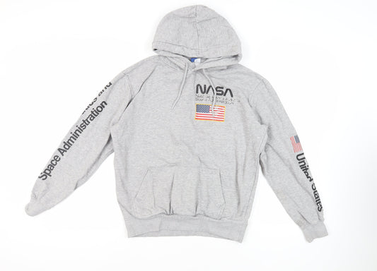 H&M Womens Grey Cotton Pullover Hoodie Size S Pullover - NASA