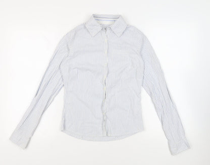 Urban Basics Womens White Striped Cotton Basic Button-Up Size 8 Collared