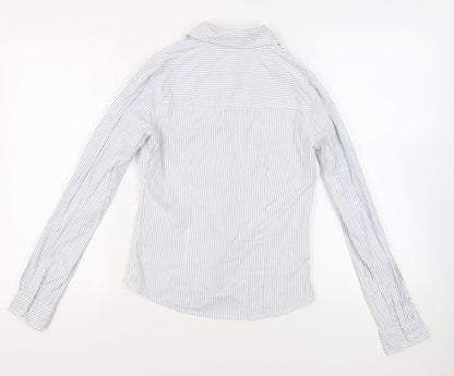 Urban Basics Womens White Striped Cotton Basic Button-Up Size 8 Collared