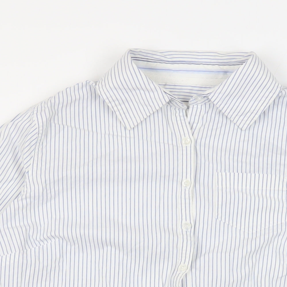 Urban Basics Womens White Striped Cotton Basic Button-Up Size 8 Collared