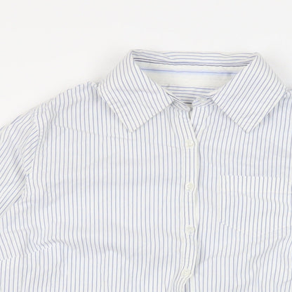 Urban Basics Womens White Striped Cotton Basic Button-Up Size 8 Collared
