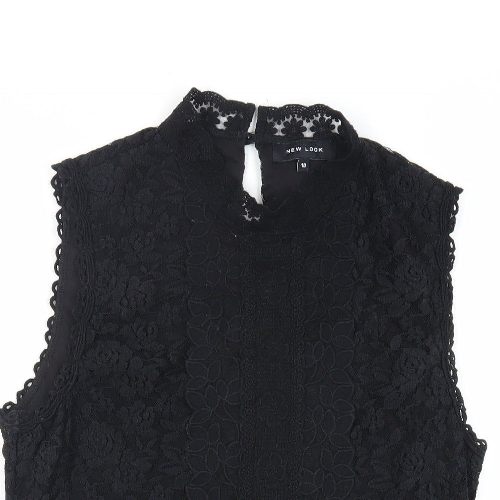 Womens UK Size 10 New Look Black Basic Blouse