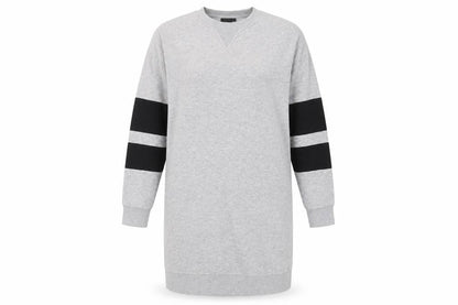Topshop Womens Grey Cotton Jumper Dress Size 8 Crew Neck Pullover