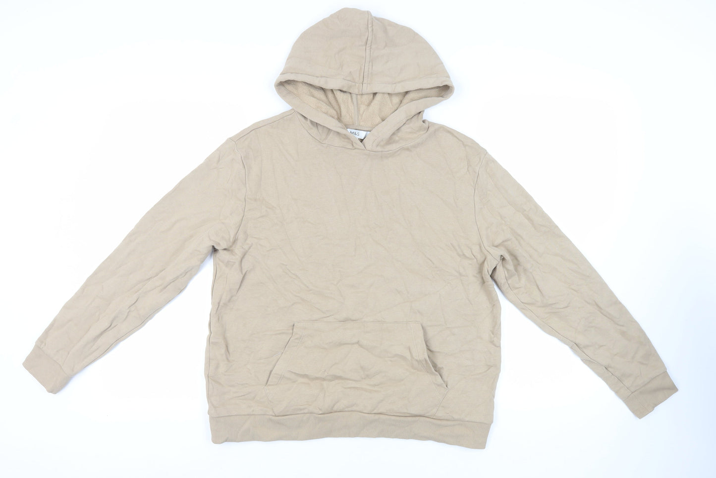 Mens UK Size M Marks and Spencer Beige Pullover Hoodie