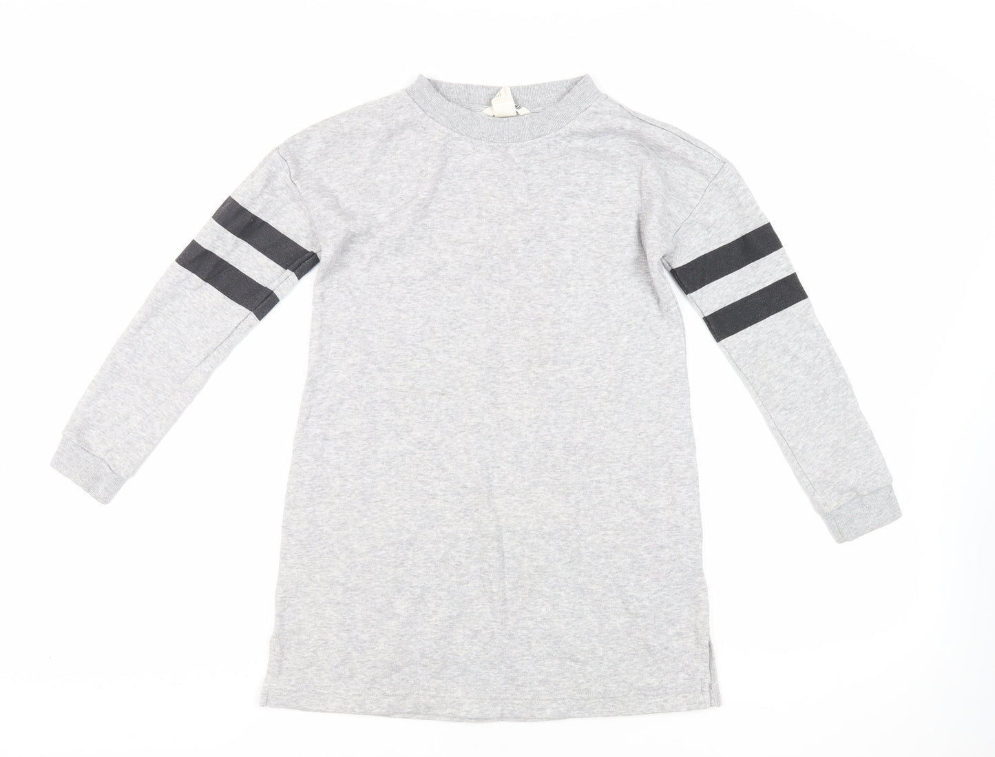 H&M Girls Grey Cotton Tunic Sweatshirt Size 8-9 Years Pullover