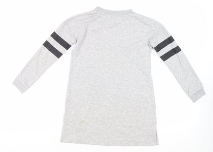 H&M Girls Grey Cotton Tunic Sweatshirt Size 8-9 Years Pullover