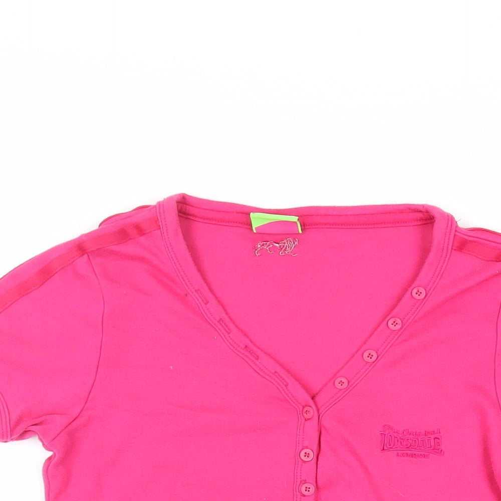 Womens UK Size 12 Lonsdale Pink Basic T-Shirt