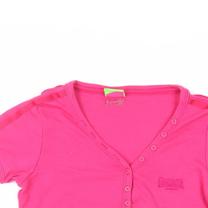 Womens UK Size 12 Lonsdale Pink Basic T-Shirt