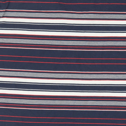 Oakley Mens Blue Striped Cotton Polo Size 2XL Collared Button - Logo