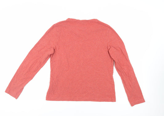 Lands' End Womens Orange Cotton Basic T-Shirt Size 10 V-Neck - Size 10-12