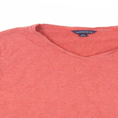 Lands' End Womens Orange Cotton Basic T-Shirt Size 10 V-Neck - Size 10-12