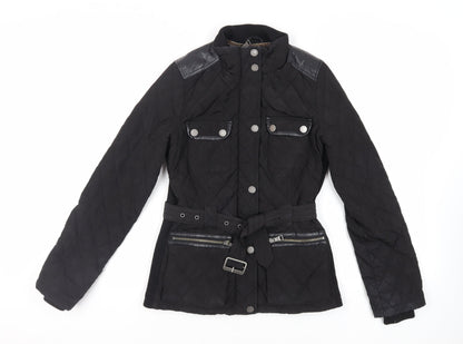 Womens UK Size 8 NEXT Black Quilted Coat