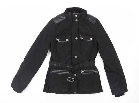 Womens UK Size 8 NEXT Black Quilted Coat