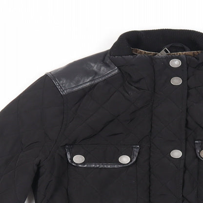 Womens UK Size 8 NEXT Black Quilted Coat
