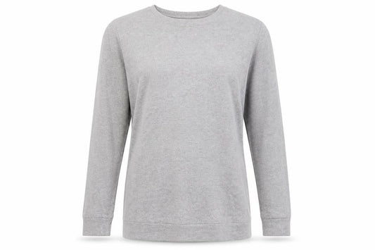 Front view of ASOS women’s grey cotton pullover sweatshirt, size L, pullover