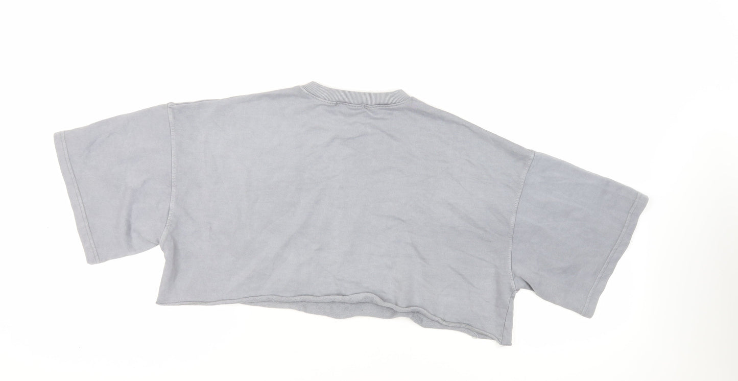 Missguided Womens Grey Cotton Pullover Sweatshirt Size 10 Zip - Cropped