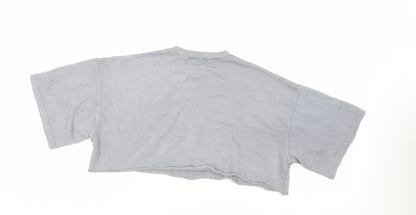 Missguided Womens Grey Cotton Pullover Sweatshirt Size 10 Zip - Cropped