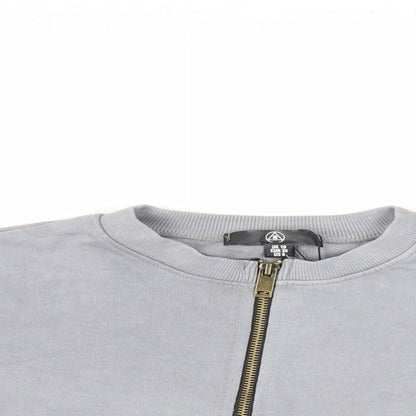 Missguided Womens Grey Cotton Pullover Sweatshirt Size 10 Zip - Cropped