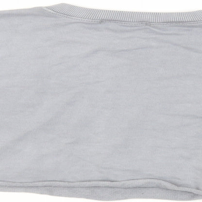 Missguided Womens Grey Cotton Pullover Sweatshirt Size 10 Zip - Cropped