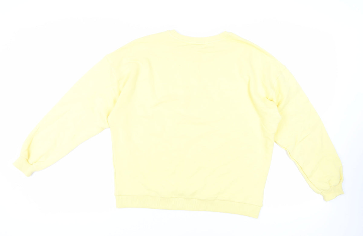 River Island Womens Yellow Cotton Pullover Sweatshirt Size S Pullover
