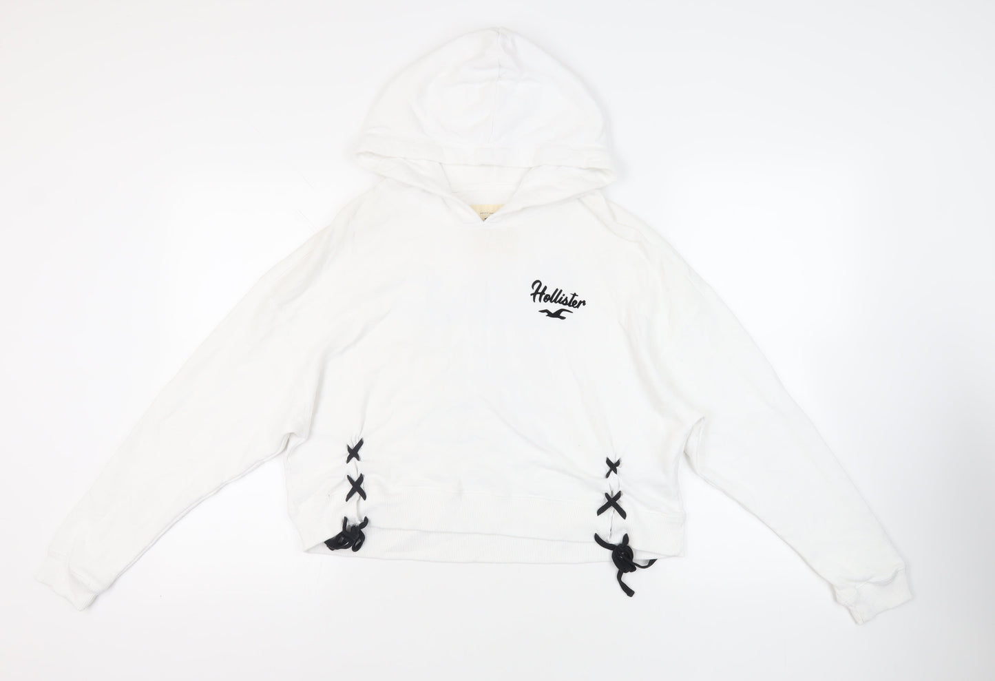 Hollister Womens White Cotton Pullover Hoodie Size M Pullover - Logo