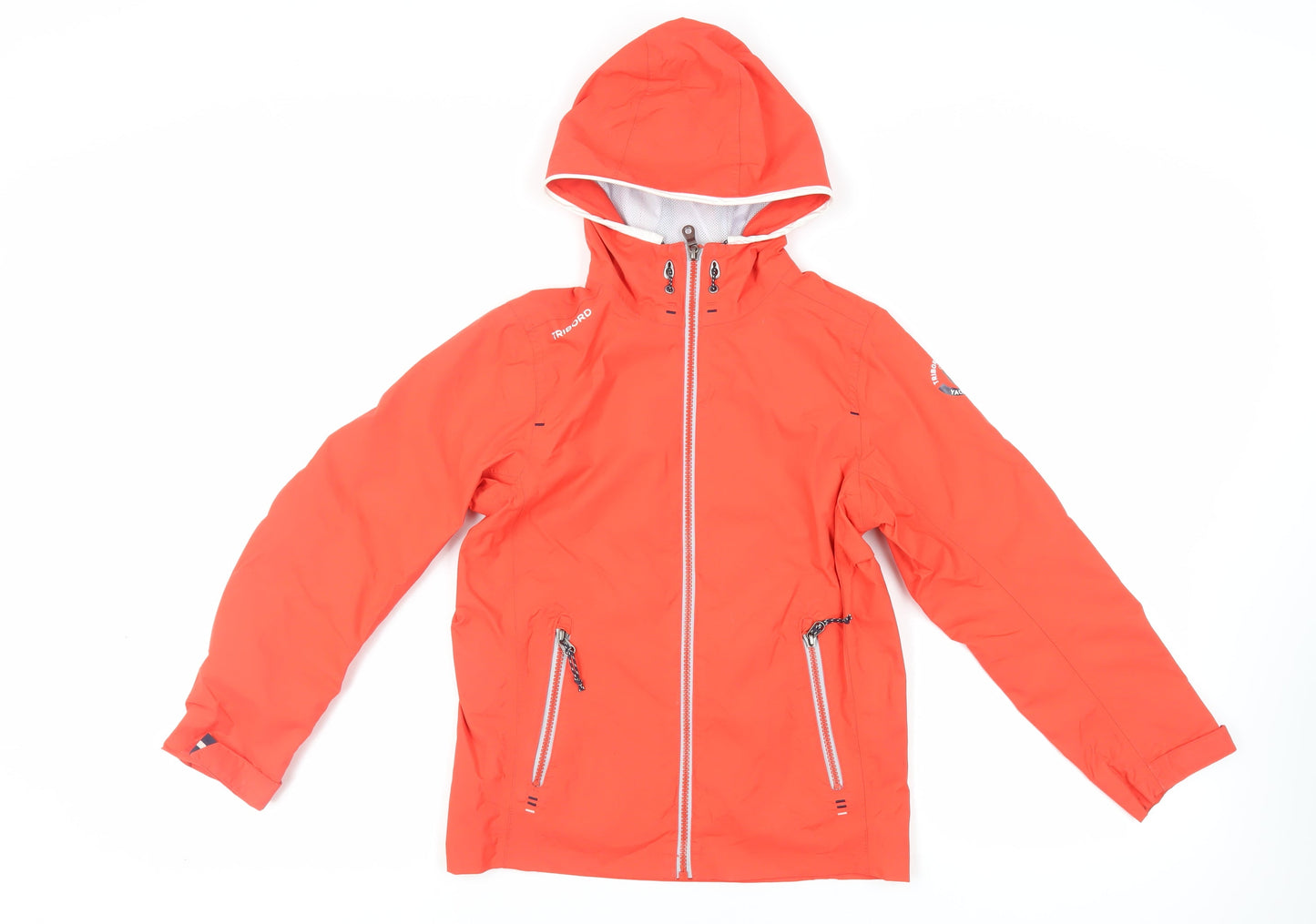 DECATHLON Boys Red Windbreaker Jacket Size 10 Years - Hooded Zipped Pockets
