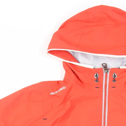 DECATHLON Boys Red Windbreaker Jacket Size 10 Years - Hooded Zipped Pockets