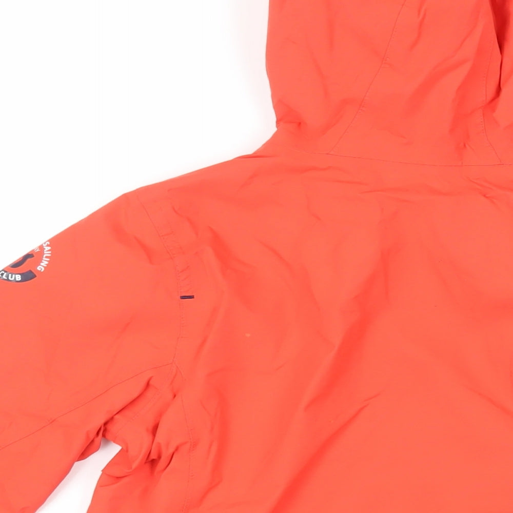 DECATHLON Boys Red Windbreaker Jacket Size 10 Years - Hooded Zipped Pockets