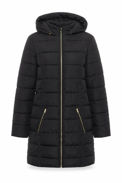 Dorothy Perkins Womens Black Quilted Coat Size 10 Zip - Hooded