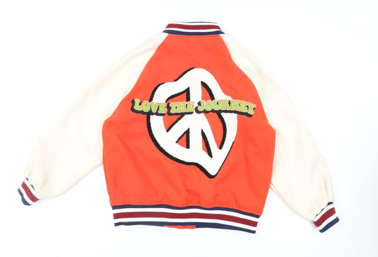 Missguided Womens Red Varsity Jacket Jacket Size 8 Snap