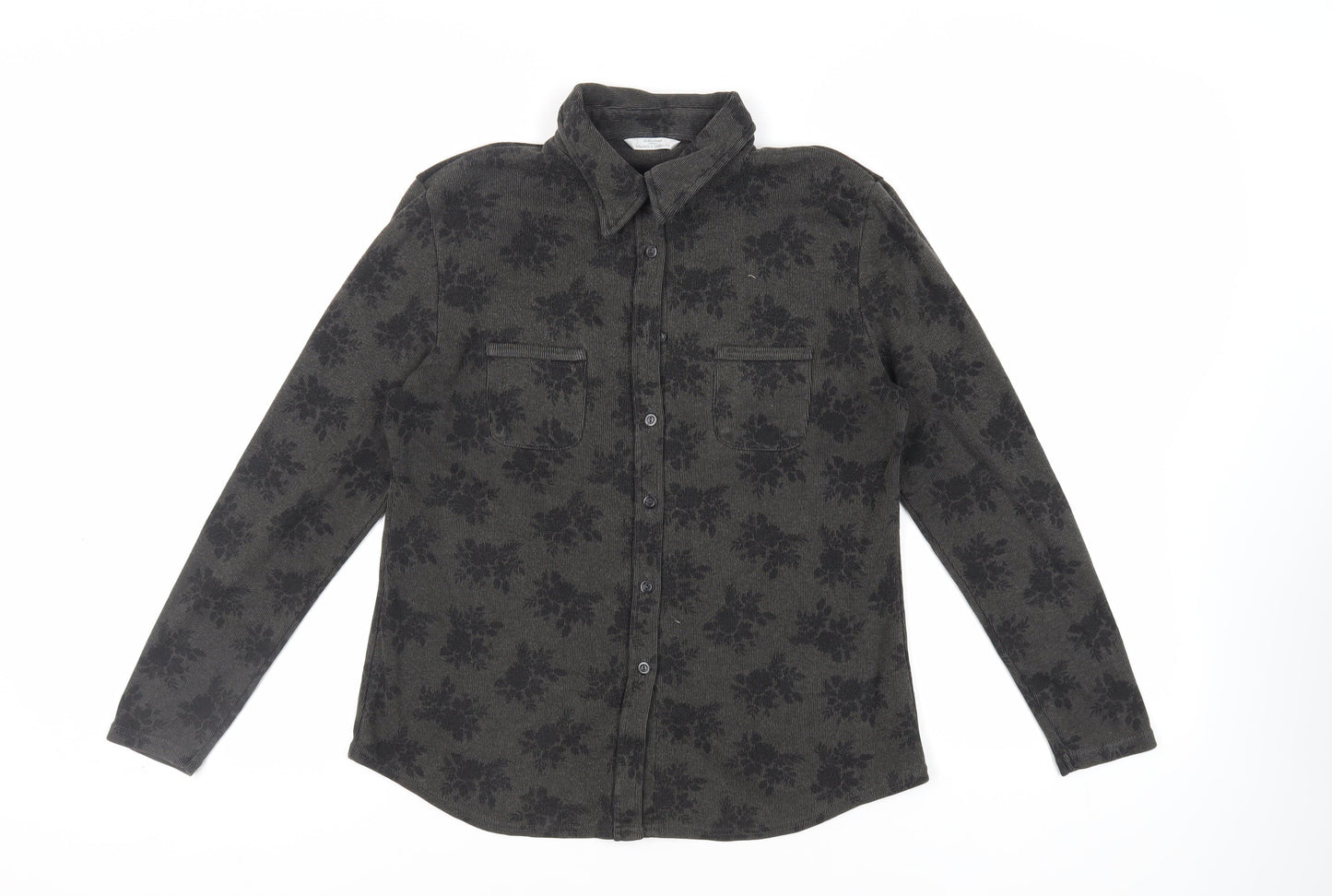 Womens UK Size 14 Marks and Spencer Green Basic Button-Up