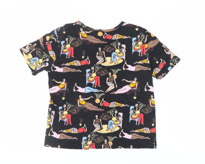 Womens UK Size S Zara Black Basic T-Shirt
