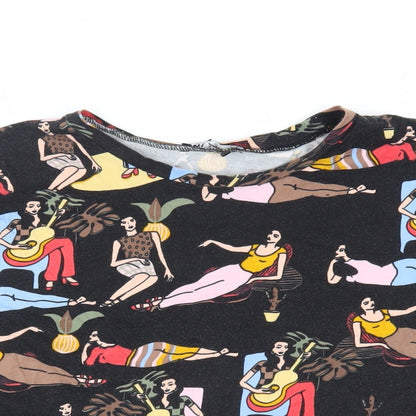 Womens UK Size S Zara Black Basic T-Shirt