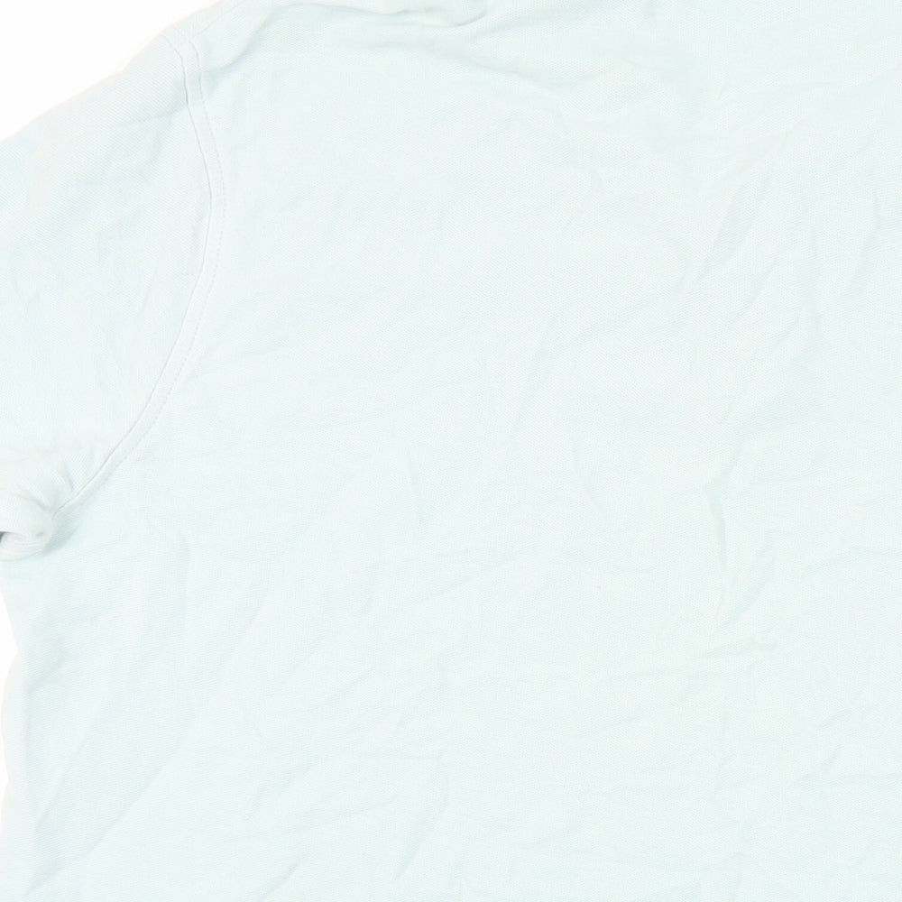 Marks and Spencer Mens Green Cotton Polo Size L Collared Button