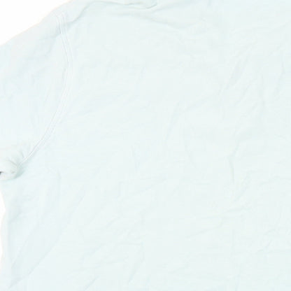 Marks and Spencer Mens Green Cotton Polo Size L Collared Button