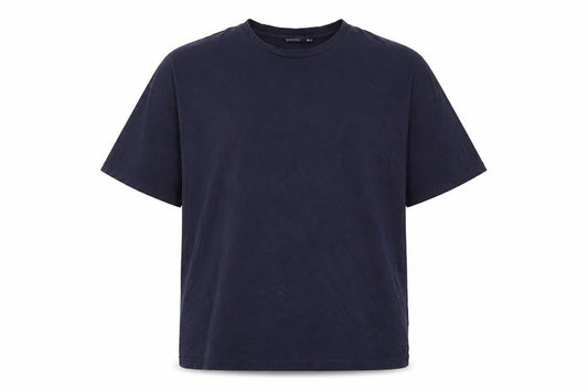 Front view of ASOS men’s blue cotton t-shirt, size 2XL, crew neck