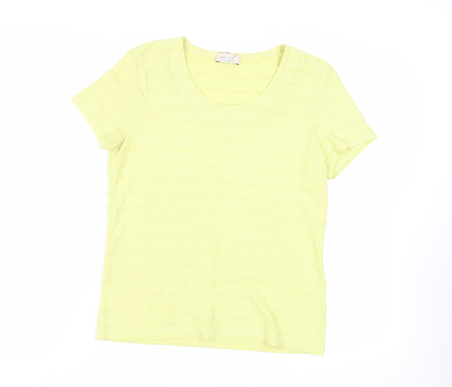 Womens UK Size 12 Per Una Yellow Basic T-Shirt