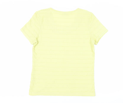 Womens UK Size 12 Per Una Yellow Basic T-Shirt